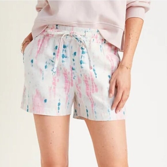 Old Navy High-Waisted Tie-Dye Linen-Bend Shorts Size Large - Picture 1 of 9